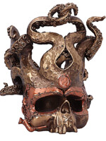 Stojan na lahev - Tentacled Steampunk Skull